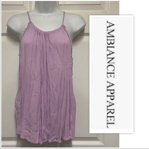 Ambiance Apparel Lilac Crinkle Summer Top